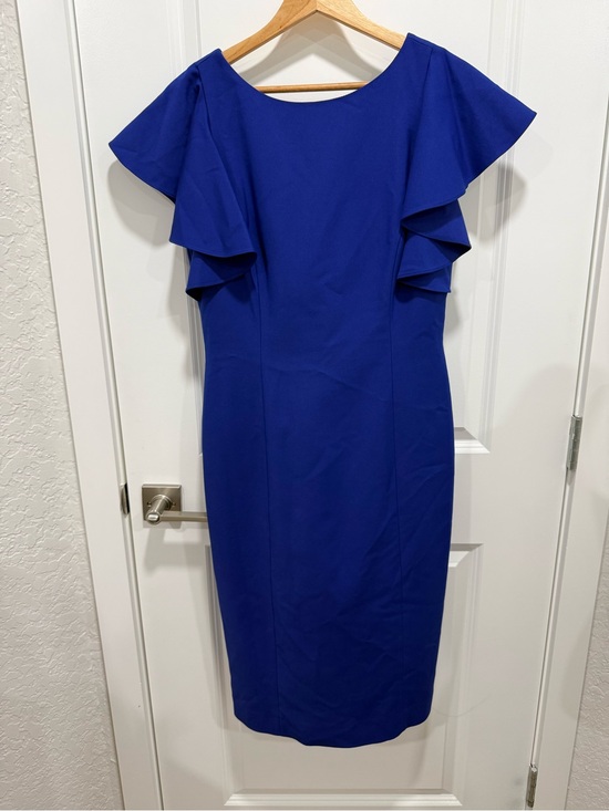 ANTONIO MELANI Dresses & Skirts - ANTONIO MELANI Cobalt Ruffle-Sleeve Midi Sheath Dress Size 8